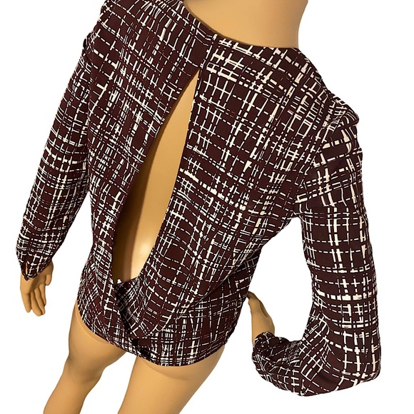 OPEN BACK BANANA REPUBLIC CROSSHATCH BLOUSE SZ XS - Picture 6 of 16